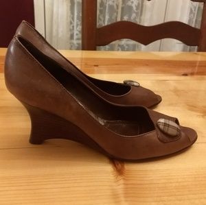 Sunflowers leather plaid espadrille shoes sz 8.5